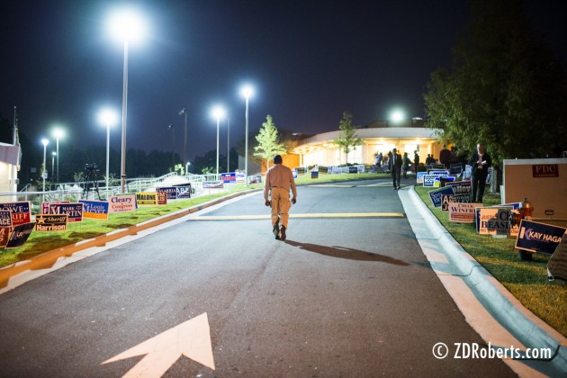 A voter walks up the drive way to a polling place outside of Raleigh, North Carolina. 
